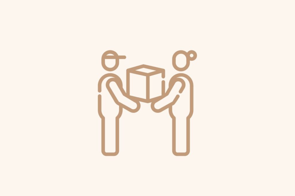 本人が受け取れる日時かを確認する。荷物を手渡しするイラスト